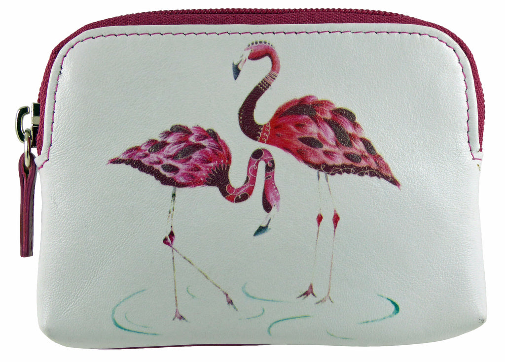 Flamingo leather coin purse with card slots