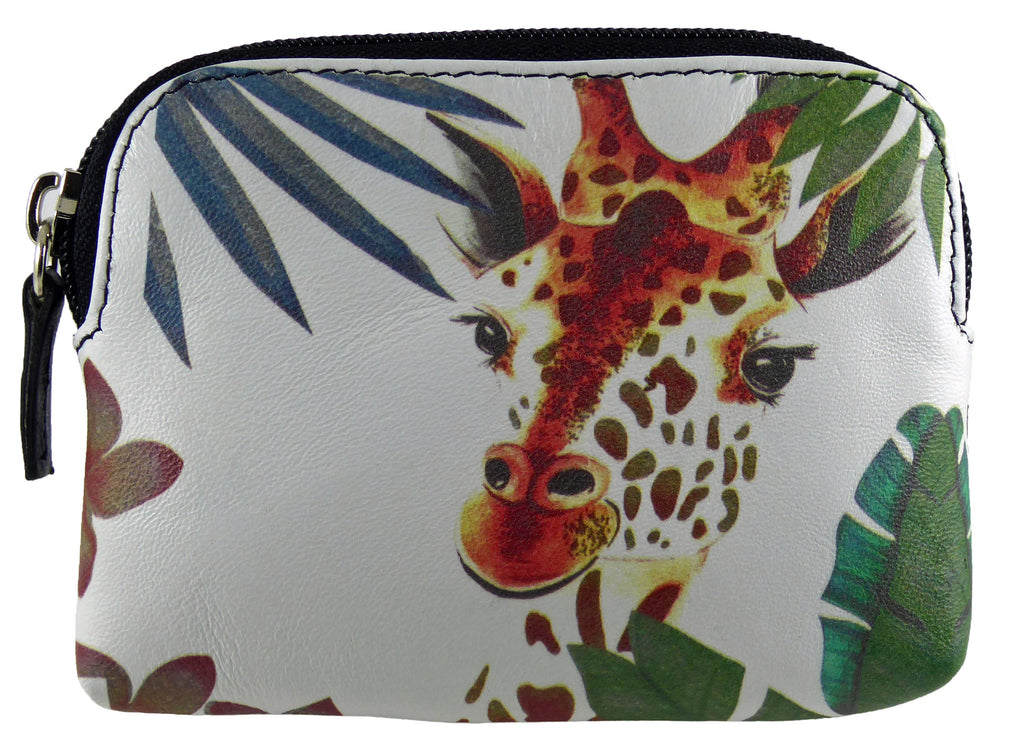 Giraffe leather coin card purse