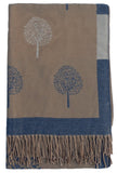 Tree Of Life Mulberry Design Stripe Long Scarf Shawl Soft Touch CASHMERE