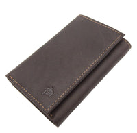 Mens Oiled Brown Leather Trifold Wallet 9 card slots