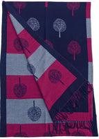 Tree Of Life Mulberry Design Stripe Long Scarf Shawl Soft Touch CASHMERE