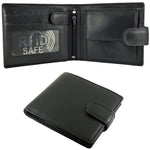 Leather Wallet 7 Card Slots, 2 Note Sections, Coin Pocket RFID Black