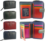 Ladies Real Leather Multicoloured RFID Coin Purse  9 Card Slots