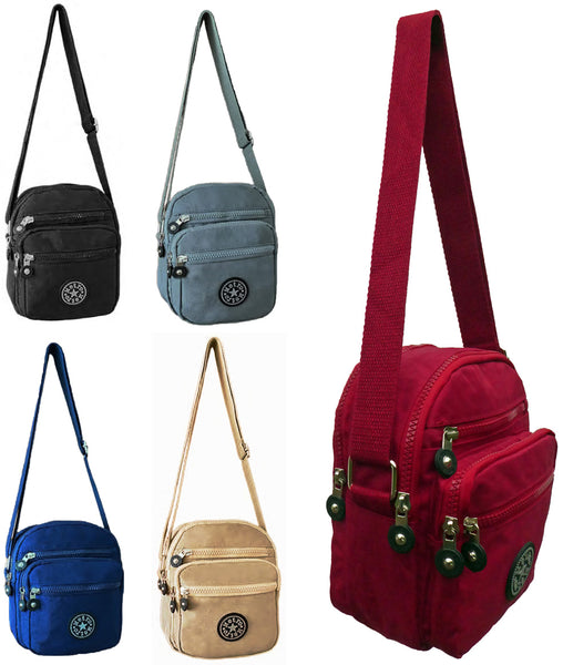 Womens Five Section Lightweight Small Travel Nylon Crossbody Bag - Holidays, Everyday, Travel Use