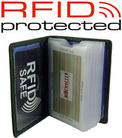 Leather RFID Blocking Credit Card Wallet Holder for 16 Cards Black