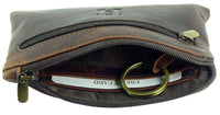 Ladies Mens Brown Real Leather Card Holder Coin Zip Purse RFID