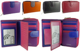 Ladies RFID Multi-Coloured Leather Purse for 14 cards, notes, coins