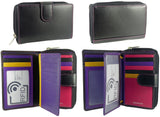Ladies RFID Multi-Coloured Leather Purse for 14 cards, notes, coins