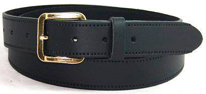 1 1/4" Wide Leather Belt Black Brass Buckle