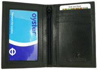 Leather Travel Bus Oyster Pass Credit Card Holder with Twin ID Windows in Black