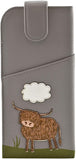 Scottish Highland Cow Real Leather Magnetic Glasses Spectacles Case Mala