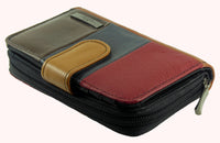 Ladies Real Leather Multicoloured RFID Purse, 5 Coin Sections, 6 Card Slots