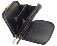 Ladies Real Leather Double Zip Around Purse, 6 Card Slots, Twin Note Sections