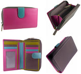 Ladies Multi-Coloured Leather Purse for 7 cards, notes, coins Golunski