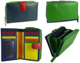 Ladies Multi-Coloured Leather Purse for 7 cards, notes, coins Golunski