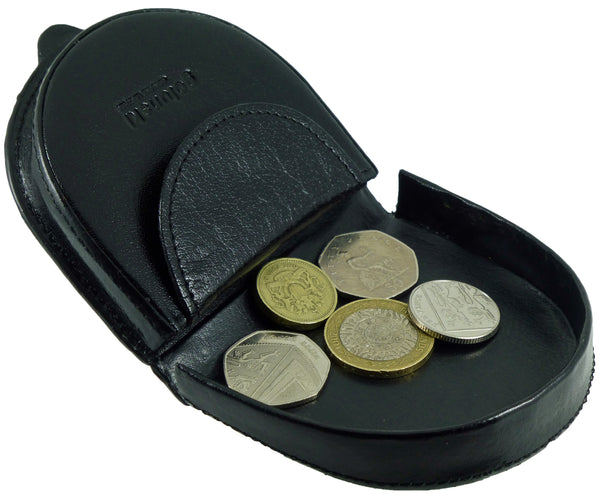 Real Leather Coin Horseshoe Tray Purse Wallet