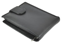 Mens Security Chain Wallet RFID Leather Wallet With 8 Card Slots - Black Brown