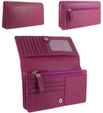 Ladies Leather Matinee Flapover Purse - 10 card slots Multicolour