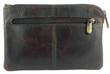 Ladies Mens Brown Real Leather Card Holder Coin Zip Purse RFID