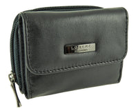 Ladies Small Compact Leather RFID Protected Purse in Black