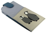 Ollie Penguin Real Leather Magnetic Glasses Spectacles Case Mala - Blue/Beige