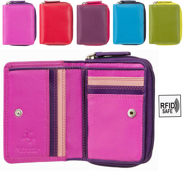 Visconti Ladies Real Leather RFID Small Compact Multicoloured - Boxed RB53