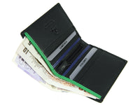 Mens Leather Slim Compact Note Wallet 6 Card Slots Coloured Trim