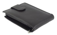 Mens Security Chain Wallet RFID Leather Wallet With 8 Card Slots - Black Brown