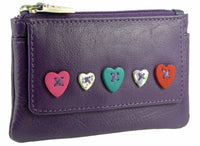 Heart Design Small Leather Coin, Key Card Purse